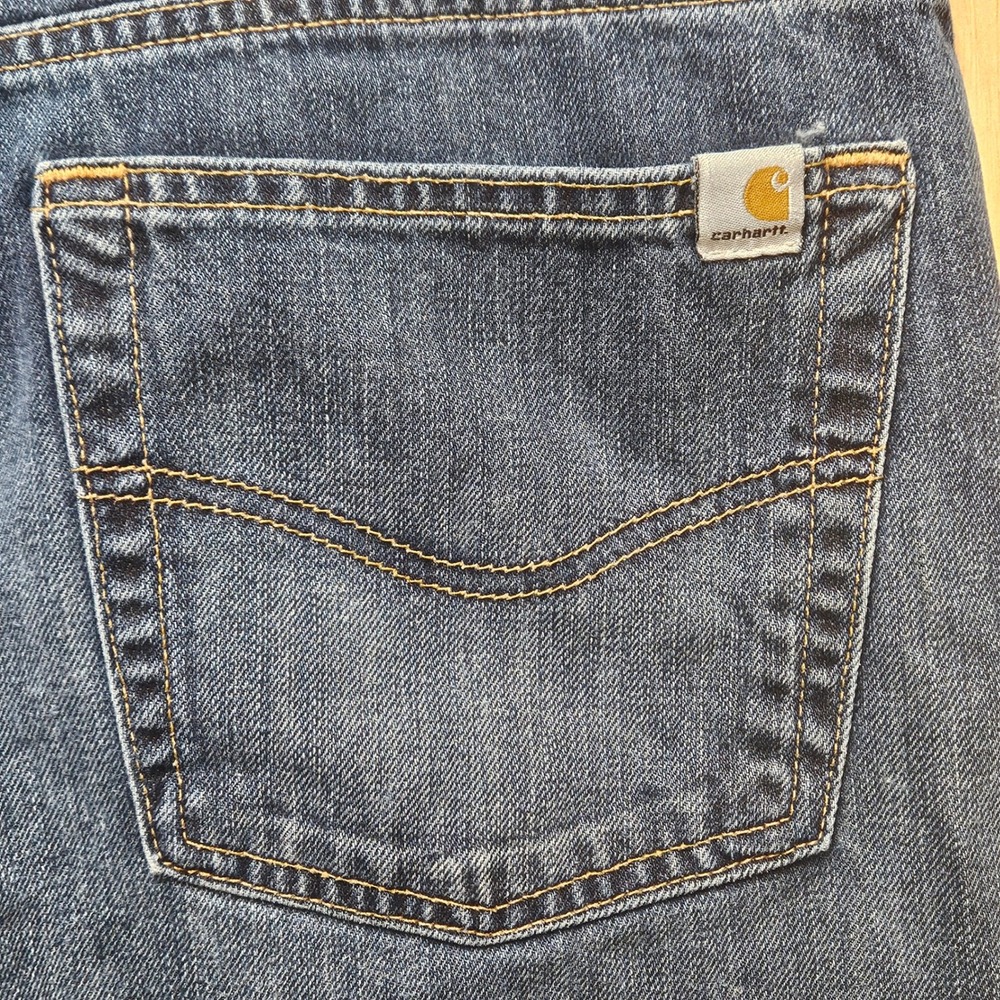 Carhartt B320 WTB Mens Relaxed Straight Leg Jeans Dark Wash Blue Denim 38x36 - Picture 5 of 7